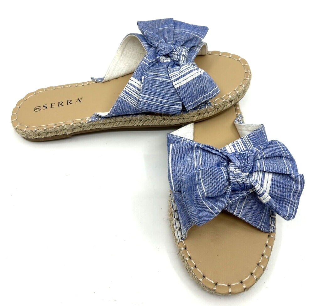 Serra Women’s Bow Slip On Espadrilles Sandals Sz 9 Blue